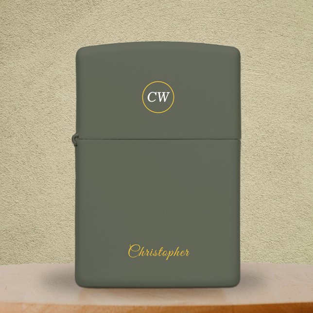 Monogram Stylish Gold & Green  Zippo Lighter (Monogram Stylish Gold & Green Zippo Lighter)