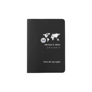 Monogram Stylish Modern Adventures B&W Passport Holder
