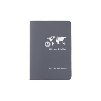 Monogram Stylish Modern Adventures lead-gray Passport Holder
