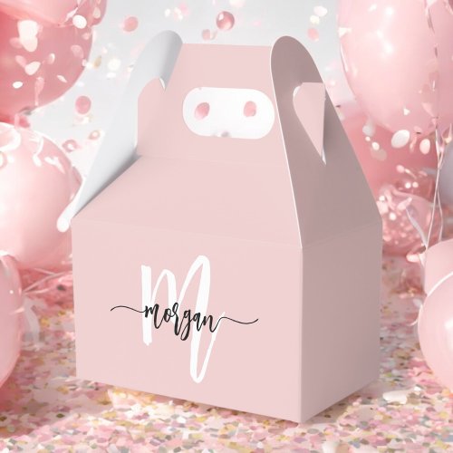 Monogram Stylish Modern Blush Pink Favor Boxes