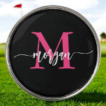 Monogram Stylish Modern Hot Pink Black Golf Ball Marker<br><div class="desc">Add a personal touch to your game with our Monogram Stylish Modern Hot Pink Golf Ball Marker! Featuring a bold hot pink design and customized with your monogram in a sleek, modern font, this marker is both fashionable and functional. Perfect for standing out on the green, it’s crafted from durable...</div>