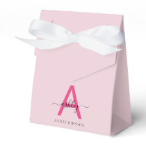 Monogram Stylish Modern Hot Pink Favor Boxes