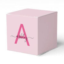 Monogram Stylish Modern Hot Pink Favor Boxes