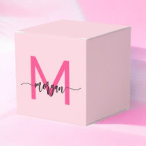 Monogram Stylish Modern Hot Pink Favor Boxes