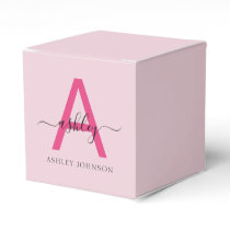 Monogram Stylish Modern Hot Pink Favor Boxes