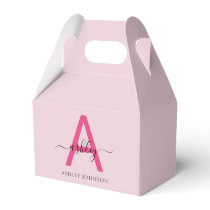 Monogram Stylish Modern Hot Pink Favor Boxes