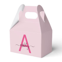 Monogram Stylish Modern Hot Pink Favor Boxes