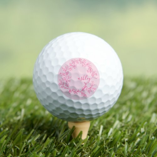 Monogram Stylish Modern Hot Pink Golf Balls