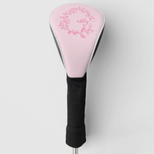 Monogram Stylish Modern Hot Pink Golf Head Cover