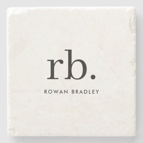 Monogram Stylish Modern Minimalist Marble Stone Coaster