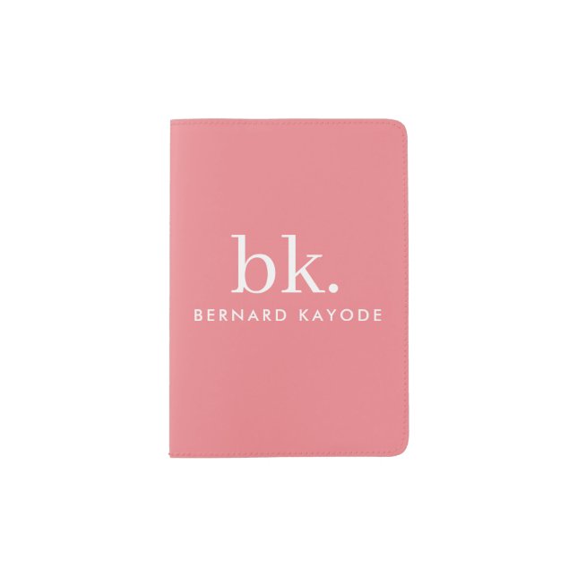 Monogram Stylish Modern Minimalist Passport Holder (Front)