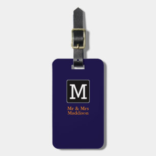 monogram / stylish Mr&Mrs airplane travel Luggage Tag