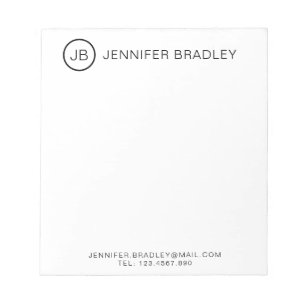 Monogram Stylish Personalized Name Black and White Notepad