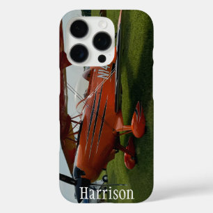 Monogram Stylish Red Airplane Photo, Aviation iPhone 16 Pro Case