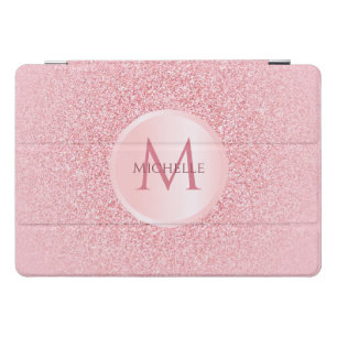 Monogram Stylish Rose Gold Glitter Template Trendy iPad Pro Cover