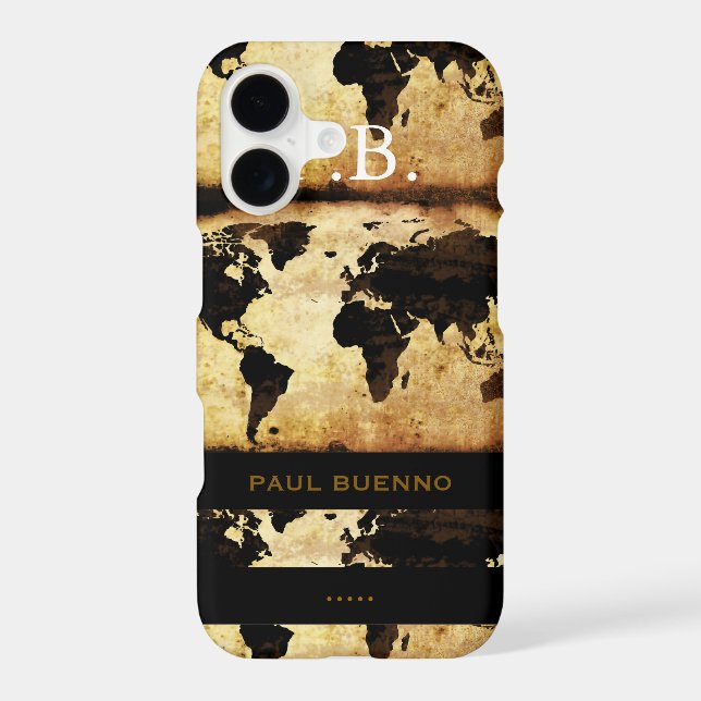 monogram stylish world-map iphone case (Back)