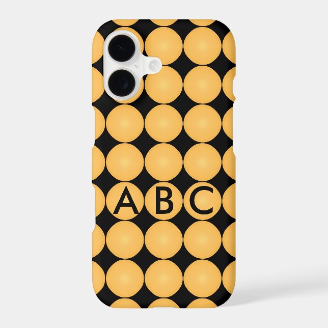 Monogram Stylish Yellow Polka Dot Case-Mate iPhone Case (Back)