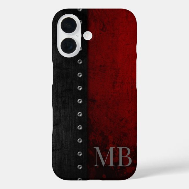 Monogram Stylistic Rustic Red Grunge Case-Mate iPhone Case (Back)