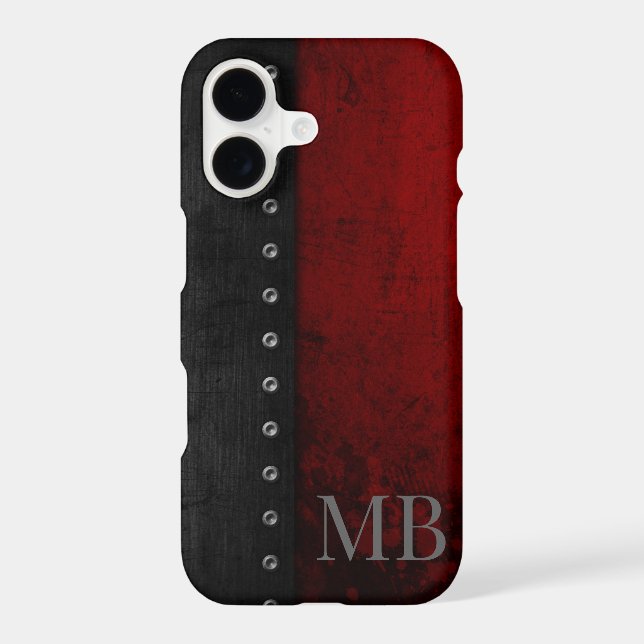 Monogram Stylistic Rustic Red Grunge Iphone Case (Back)