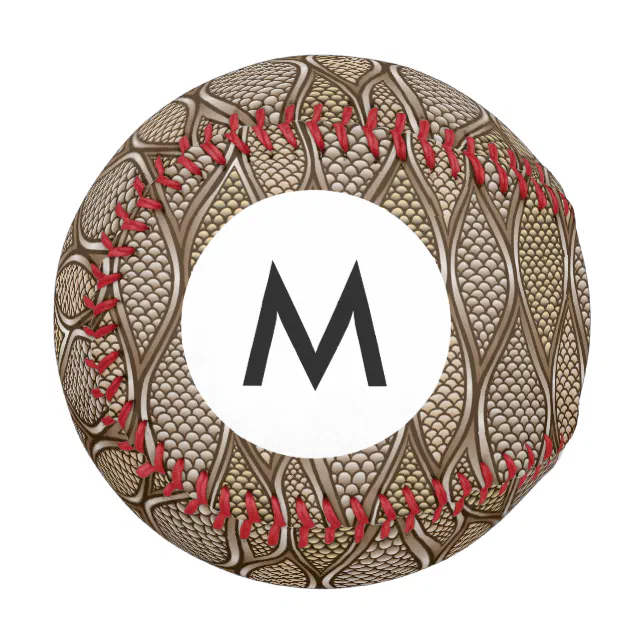 Monogram Stylized snake skin Baseball | Zazzle