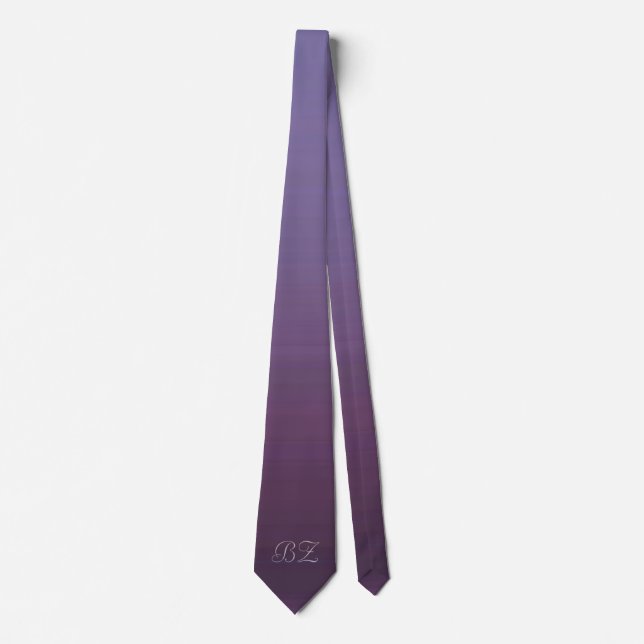 Monogram Subtle Purple Ombre Faded Neck Tie (Front)