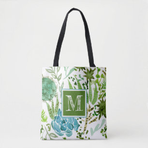 Monogram Succulent Field I Tote Bag
