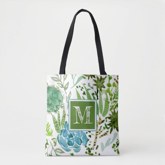 Monogram | Succulent Field I Tote Bag (Front)