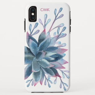 Monogram Succulent Floral Blue iPhone XS Max Case