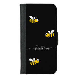 Monogram summer bees yellow black happy iPhone 8/7 wallet case