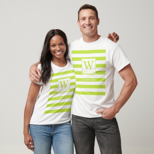 Monogram Summer Family Reunion Line Green Stripes T_Shirt