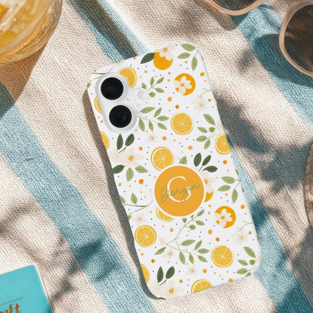 Monogram Summer Lemon Pattern iPhone Case (Creator Uploaded)