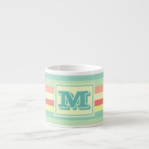 Monogram Summer Pastel Color Stripes Espresso Cup