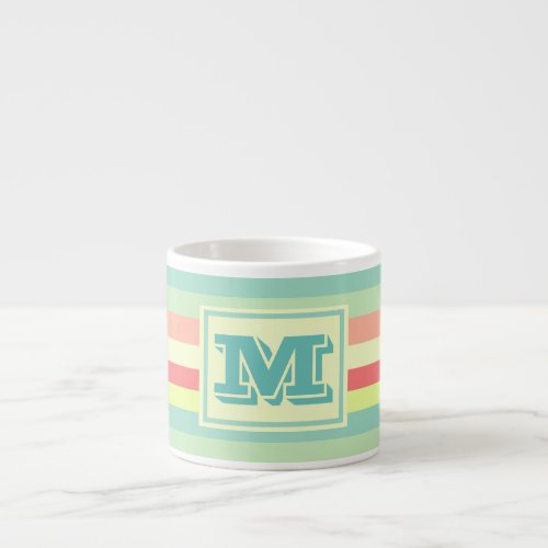 Monogram Summer Pastel Color Stripes Espresso Cup