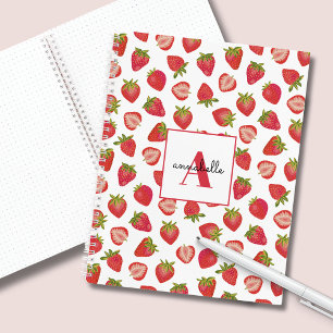 Monogram Summer Strawberry Personalized Notebook