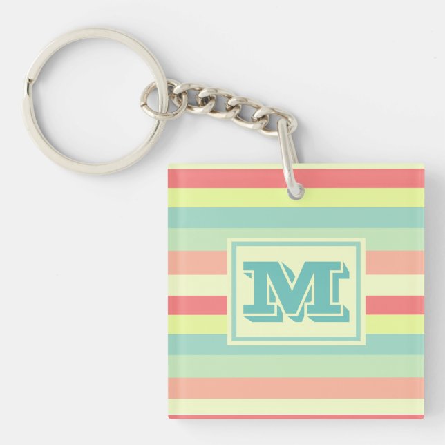 Monogram Summer Stripes Keychain (Front)