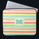 Monogram Summer Stripes Laptop Sleeve<br><div class="desc">Bright and colorful stripey,  modern monogram design using a summer palette of colors.</div>