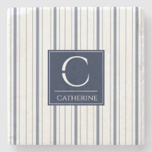 Monogram Summer Style White and Navy Blue