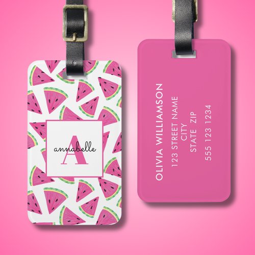 Monogram Summer Watermelon Personalized Luggage Tag