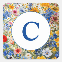 Monogram Summer Wildflowers Watercolor