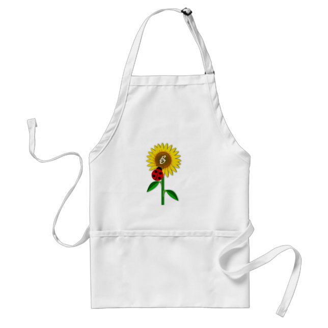 Monogram Sunflower and Ladybug Adult Apron (Front)