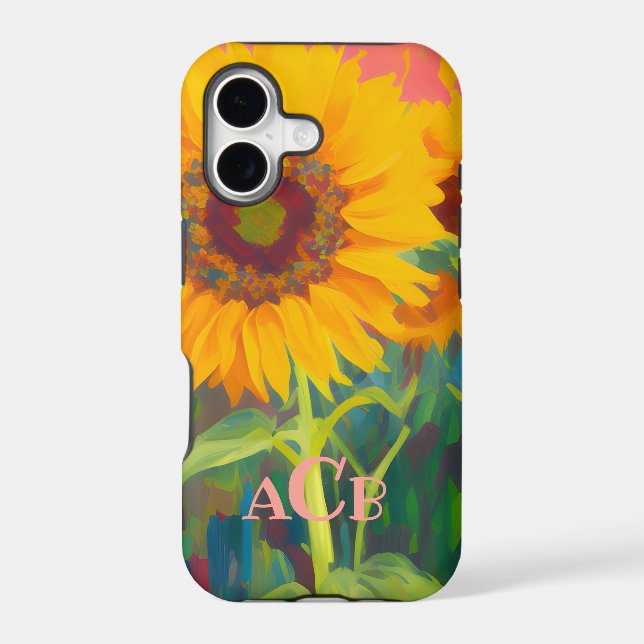 Monogram Sunflower Artwork  Iphone Case (Back)