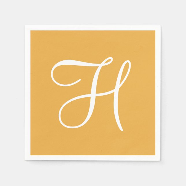 Monogram Sunflower Classy Colorful Paper Napkins (Front)