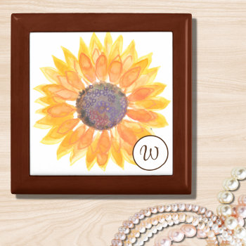 Monogram Sunflower Gift Box by SewMosaic at Zazzle