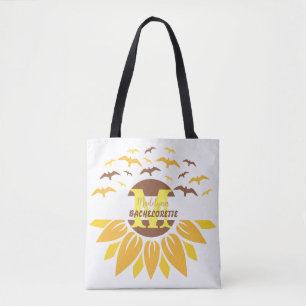 Monogram Sunflower Personalized Bridesmaid Tote Bag