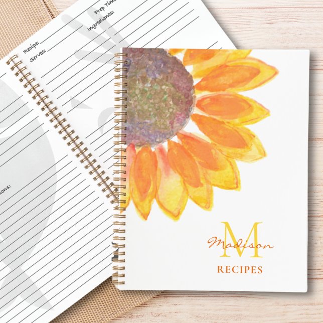 Monogram Sunflower Recipe Notebook (Creator Uploaded)