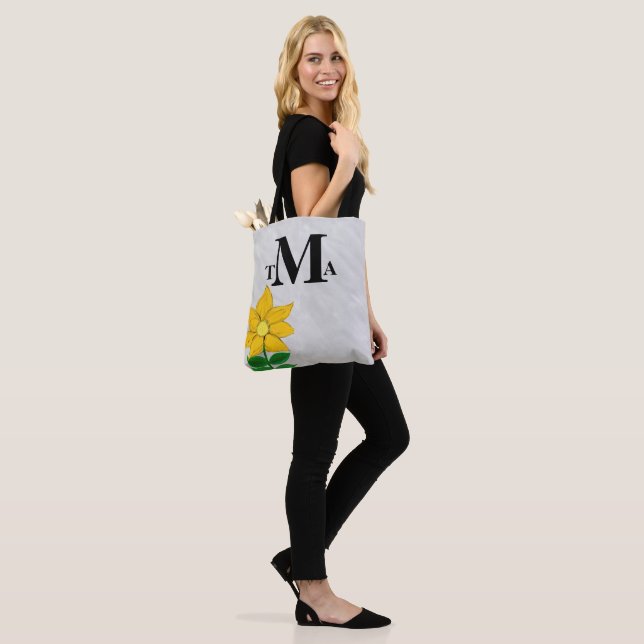 Monogram Sunflower Tote Bag (On Model)