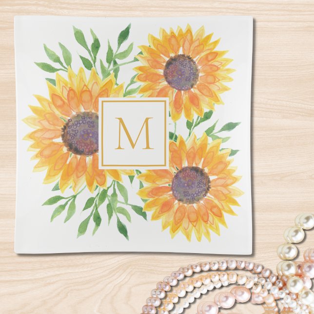 Monogram Sunflower  Trinket Tray (Creator Uploaded)
