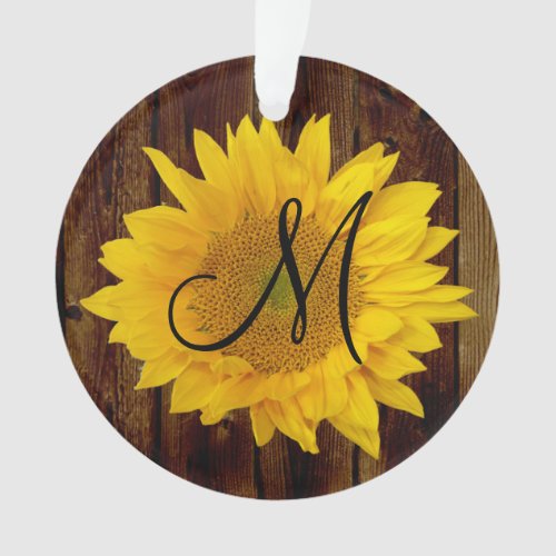Monogram Sunflower Vintage Country Flower Ornament