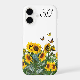 Monogram Sunflowers and Butterflies Floral iPhone 17 Case