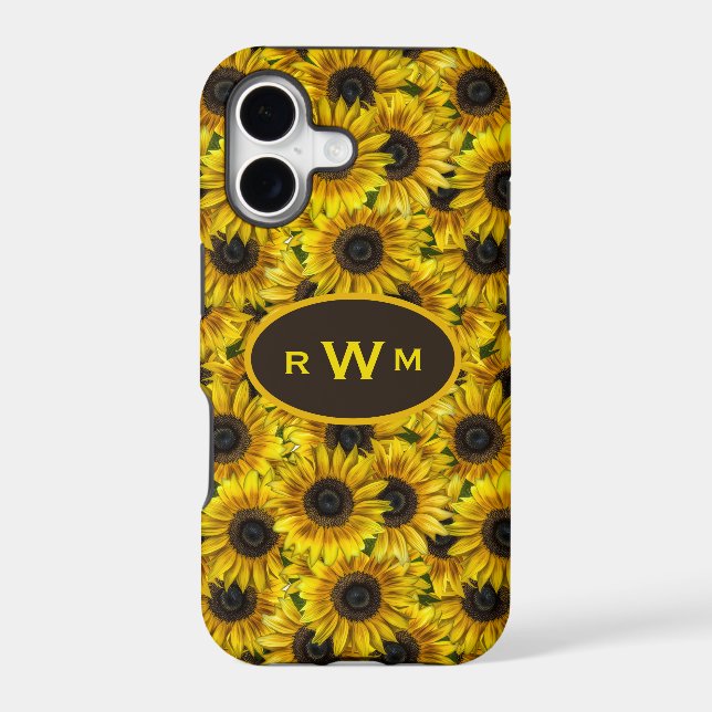 Monogram Sunflowers Patterned Case-Mate iPhone Case (Back)